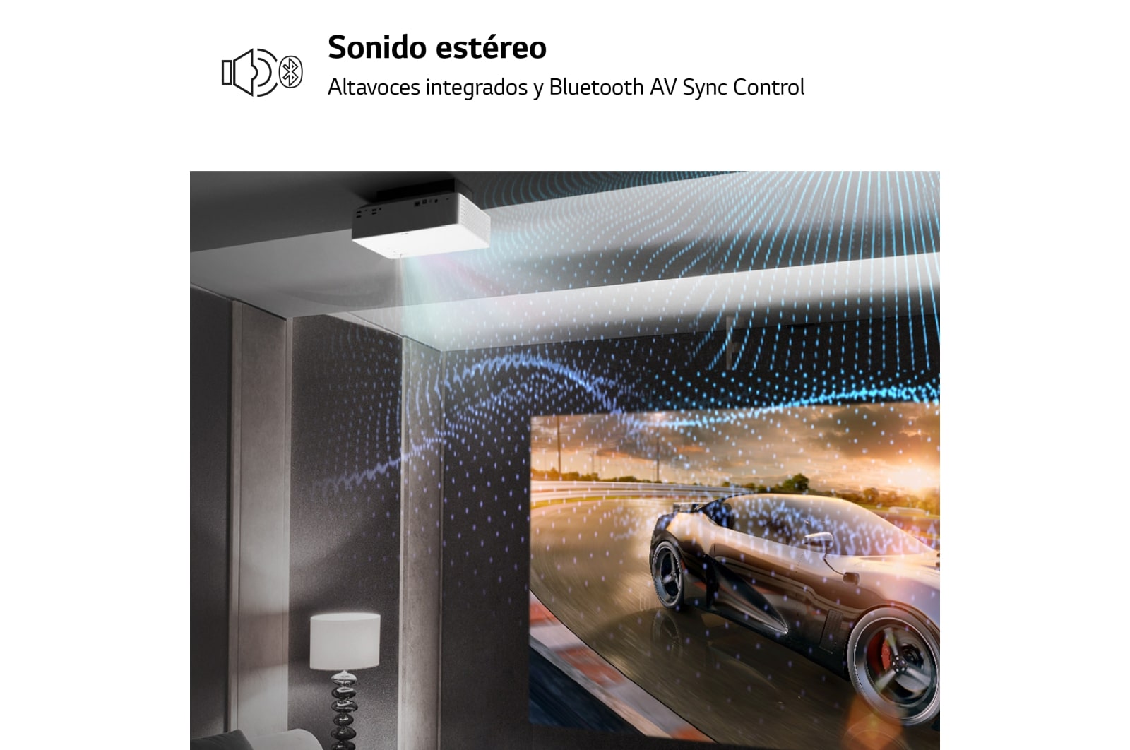 LG Proyector HU70LS - LG CineBeam con SmartTV webOS 4.5 (hasta 140", fuente LED 4 Canales, 1.500 lúmenes, 3840 x 2160) 150,000:1 , HU70LS