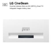 LG Proyector HU85LS - LG CineBeam con SmartTV webOS 4.5 de tiro corto (hasta 120", fuente Láser 3 Canales, 2.700 lúmenes, 3840 x 2160) 2.000.000:1, HU85LS