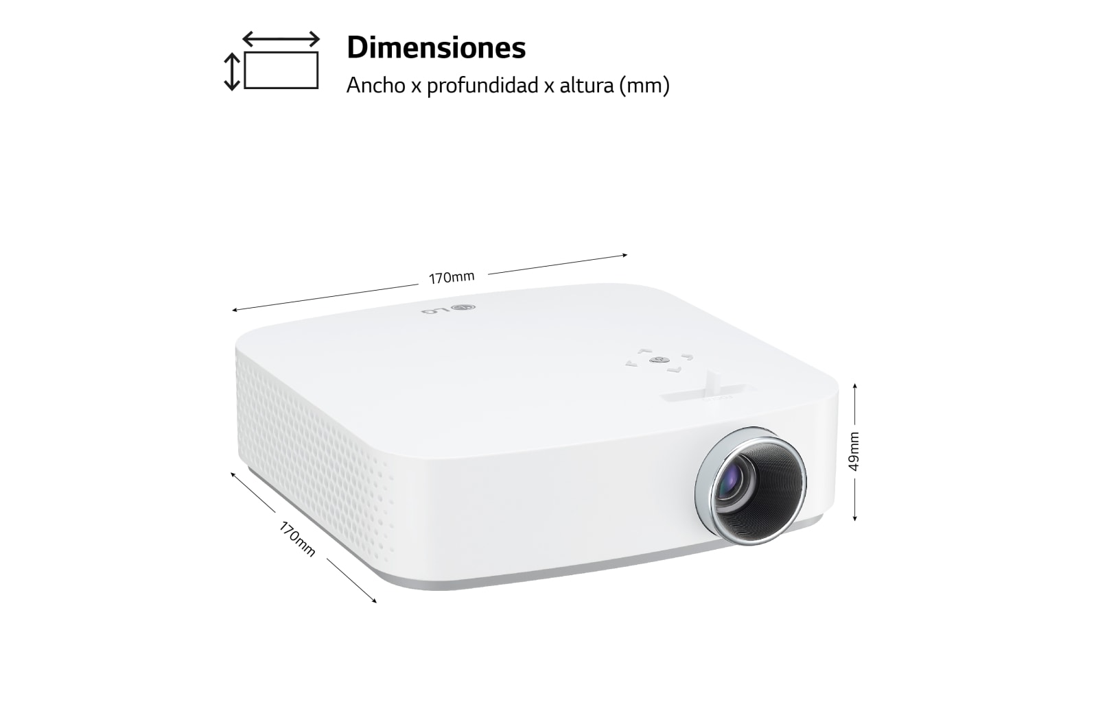 LG Proyector PF50KS - LG CineBeam con SmartTV webOS 3.5 y batería integrada (hasta 100", autonomía 2,5 horas, fuente LED, 600 lúmenes, 1920 X 1080) 100,000:1, PF50KS