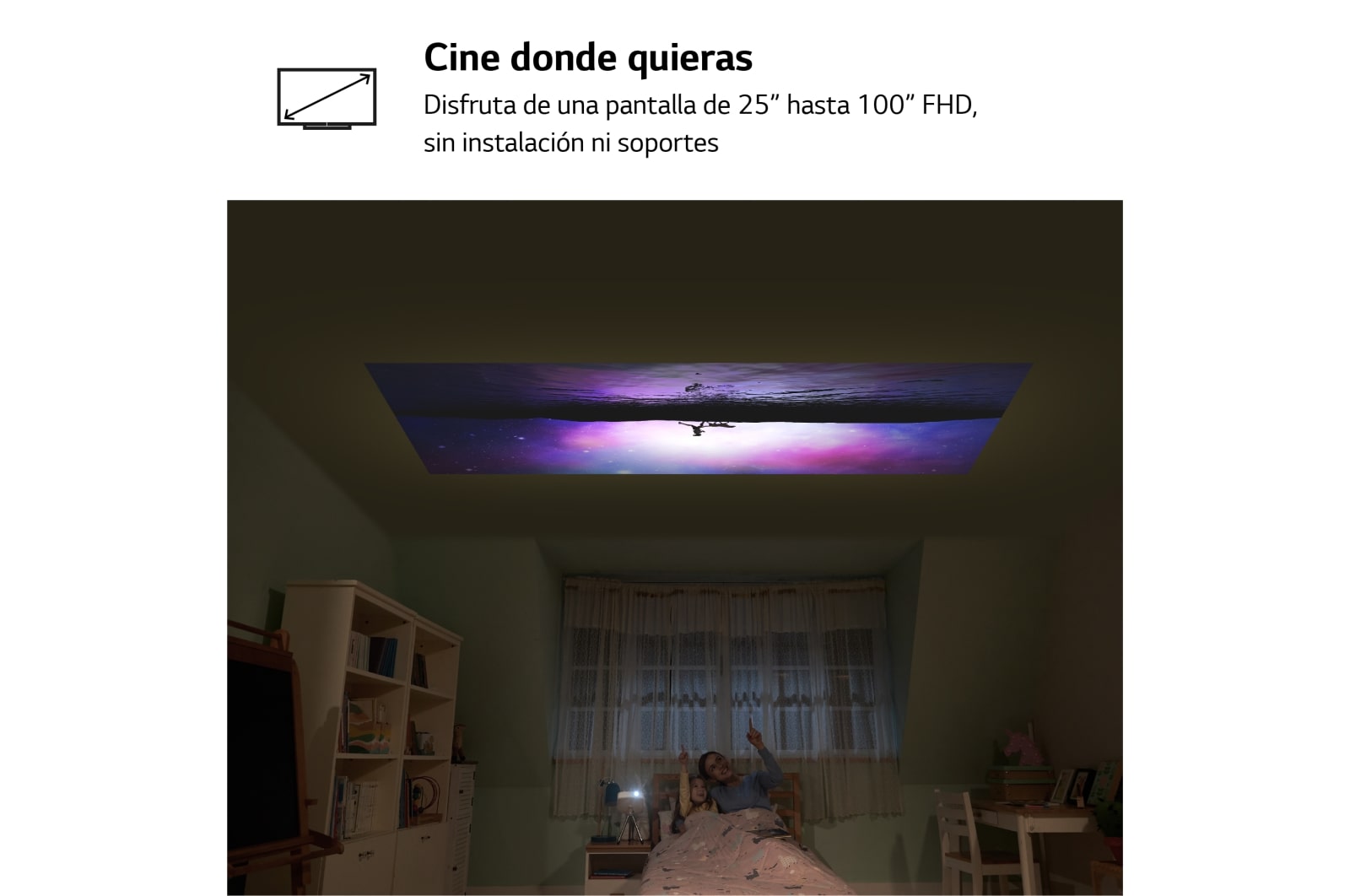 LG Proyector PF50KS - LG CineBeam con SmartTV webOS 3.5 y batería integrada (hasta 100", autonomía 2,5 horas, fuente LED, 600 lúmenes, 1920 X 1080) 100,000:1, PF50KS