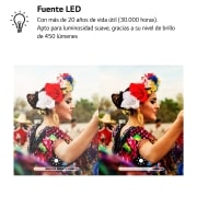 LG Proyector PF510Q - LG CineBeam con SmartTV webOS 22, hasta 100", fuente LED, 450 lúmenes FHD 1920 X 1080, PF510Q