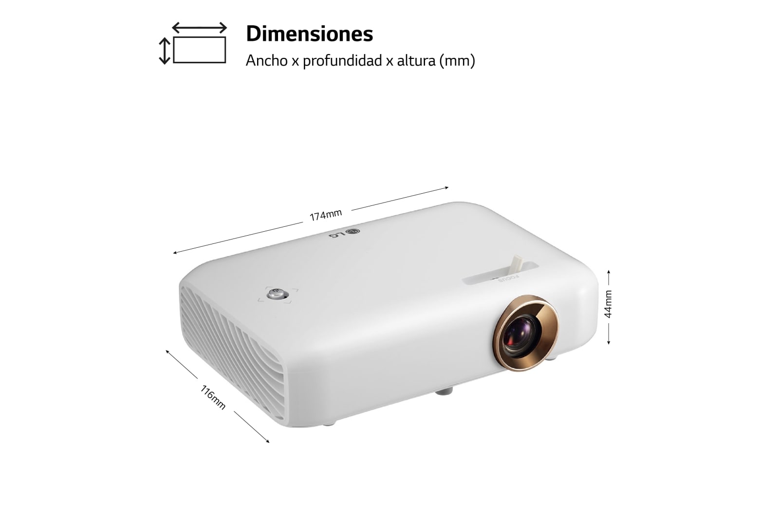 LG Proyector PH510PG - LG CineBeam con batería integrada (hasta 100", autonomía 2,5h, fuente LED, 550 lúmenes, 1280 x 720) 100,000: 1, PH510PG