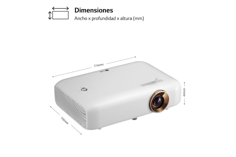 LG Proyector PH510PG - LG CineBeam con batería integrada (hasta 100", autonomía 2,5h, fuente LED, 550 lúmenes, 1280 x 720) 100,000: 1, PH510PG