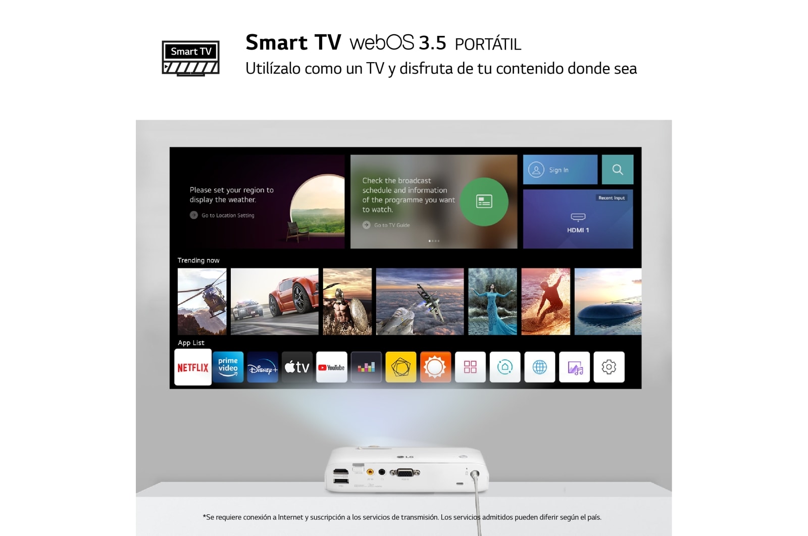 LG Proyector PH510PG - LG CineBeam con batería integrada (hasta 100", autonomía 2,5h, fuente LED, 550 lúmenes, 1280 x 720) 100,000: 1, PH510PG