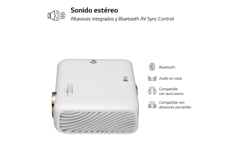 LG Proyector PH510PG - LG CineBeam con batería integrada (hasta 100", autonomía 2,5h, fuente LED, 550 lúmenes, 1280 x 720) 100,000: 1, PH510PG