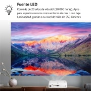 LG Proyector PH510PG - LG CineBeam con batería integrada (hasta 100", autonomía 2,5h, fuente LED, 550 lúmenes, 1280 x 720) 100,000: 1, PH510PG