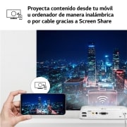 LG Proyector PH510PG - LG CineBeam con batería integrada (hasta 100", autonomía 2,5h, fuente LED, 550 lúmenes, 1280 x 720) 100,000: 1, PH510PG