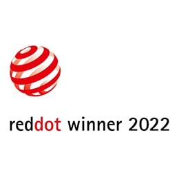 reddot Design Award logo and iF Design Award logo and Trusted Reviews logo.