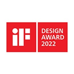 Galardonado con de reddot Design Award, logotipo de iF Design Award y logotipo de Trusted Reviews.