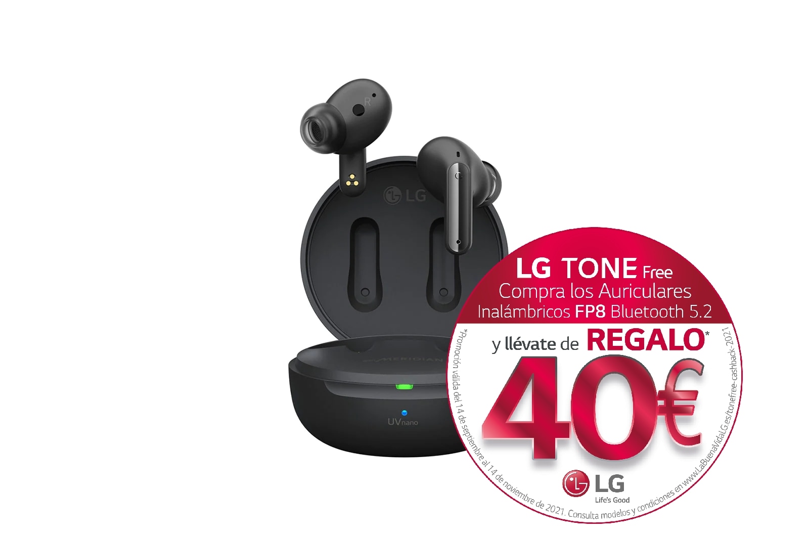 LG Auriculares True Wireless Bluetooth 5.2 con cancelación de ruido y autolimpieza, TONE-FP8