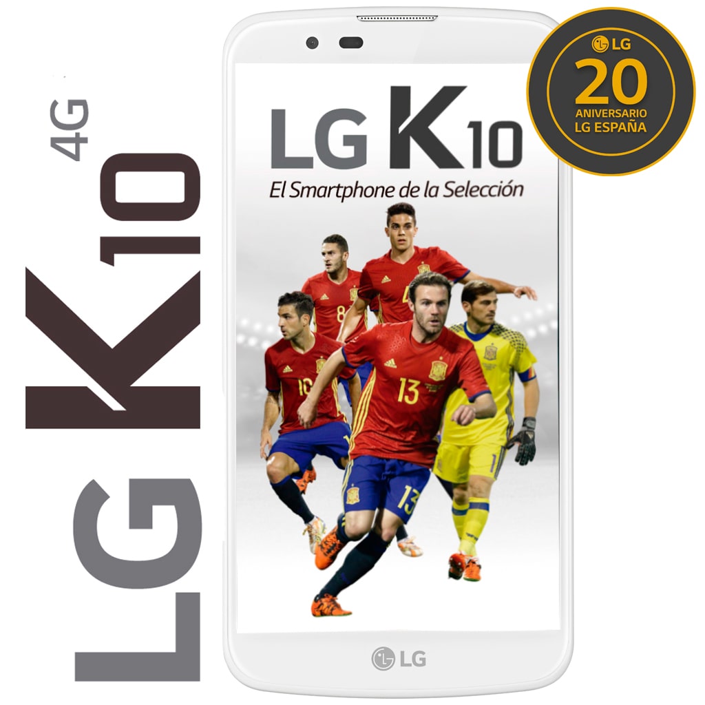 LG Smartphone con pantalla HD de 13.46cm/5.3" con tecnología IPS LCD, con cámara 13MP, color blanco, cristal curvo y diseño redondeado con una trasera rugosa para un mejor agarre y un frontal de tacto más suave, K10-LGK420N-WH