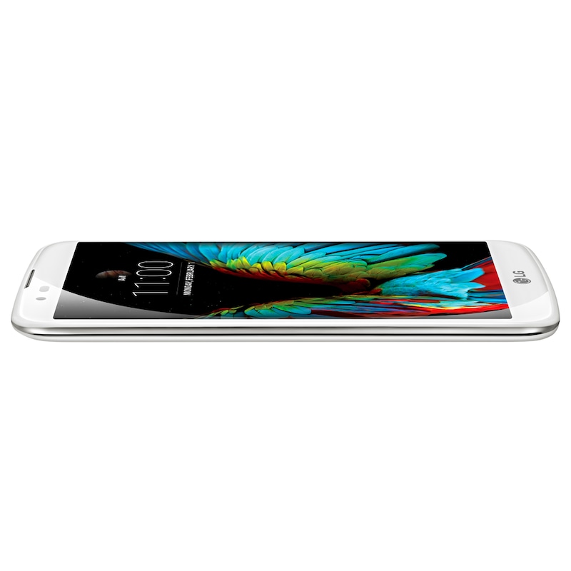LG Smartphone con pantalla HD de 13.46cm/5.3" con tecnología IPS LCD, con cámara 13MP, color blanco, cristal curvo y diseño redondeado con una trasera rugosa para un mejor agarre y un frontal de tacto más suave, K10-LGK420N-WH