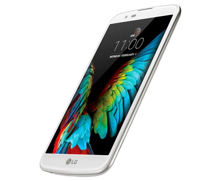 LG Smartphone con pantalla HD de 13.46cm/5.3" con tecnología IPS LCD, con cámara 13MP, color blanco, cristal curvo y diseño redondeado con una trasera rugosa para un mejor agarre y un frontal de tacto más suave, K10-LGK420N-WH