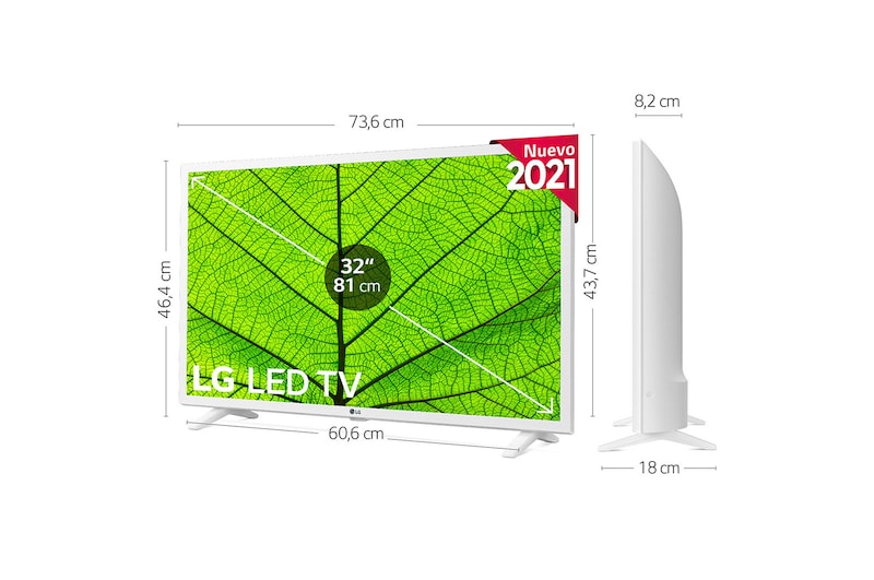 LG TV FHD, 80cm/32", AI Smart TV, Procesador Quad Core, ThinQ webOS 4.5 con Sonido Virtual Surround Plus, 2xUSB, 3xHDMI, G, 32LM6380PLC