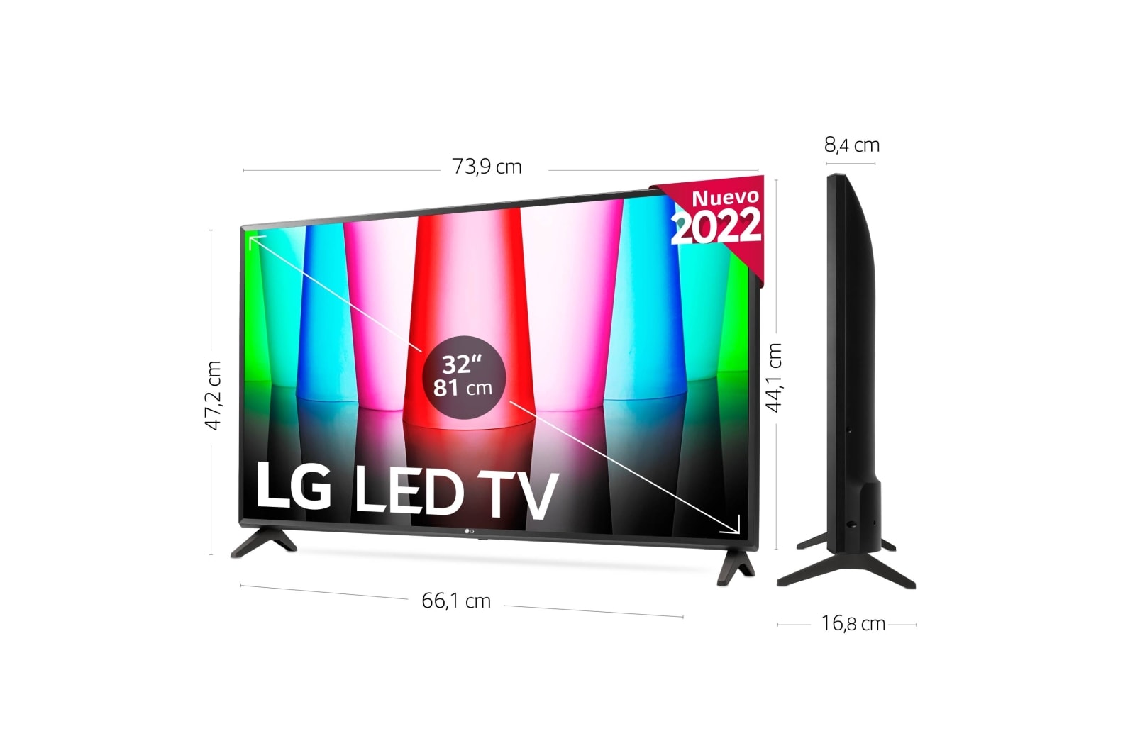 LG Televisor LG HD Ready, Procesador de Gran Potencia a5 Gen 5, compatible con formatos HDR 10, HLG, HGiG. Smart TV webOS22., 32LQ570B6LA