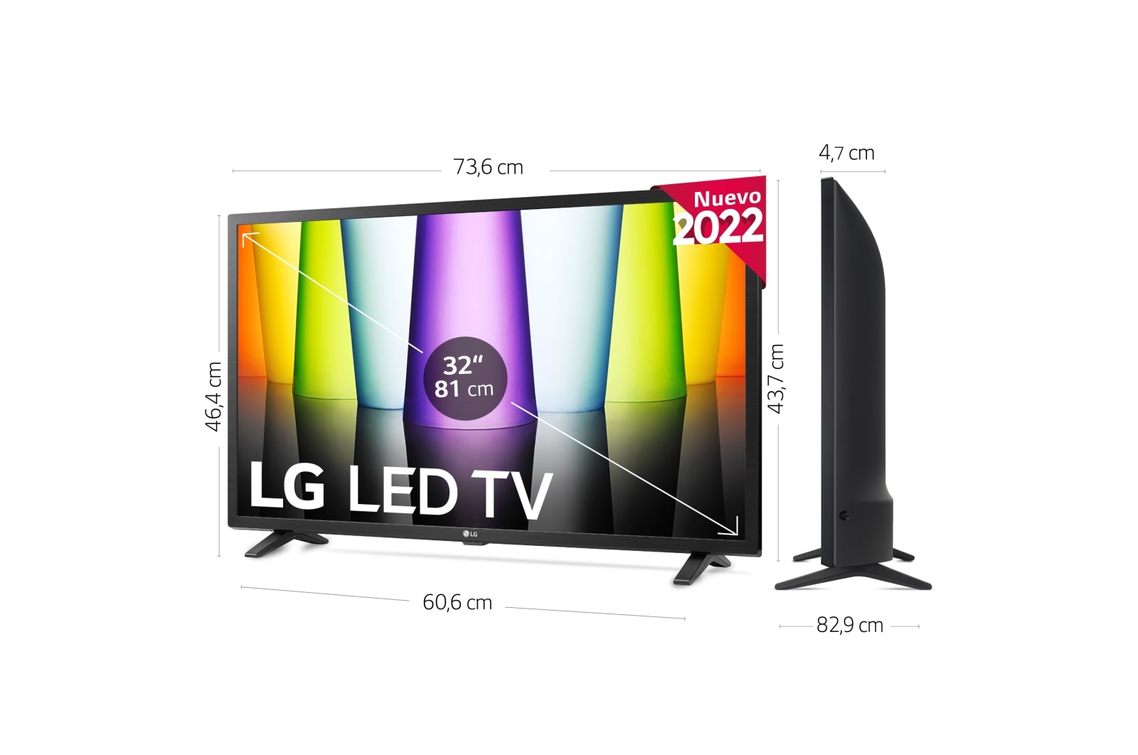 LG Televisor LG Full HD, Procesador de Gran Potencia a5 Gen 5, compatible con formatos HDR 10, HLG, HGiG, Smart TV webOS22, 32LQ63006LA