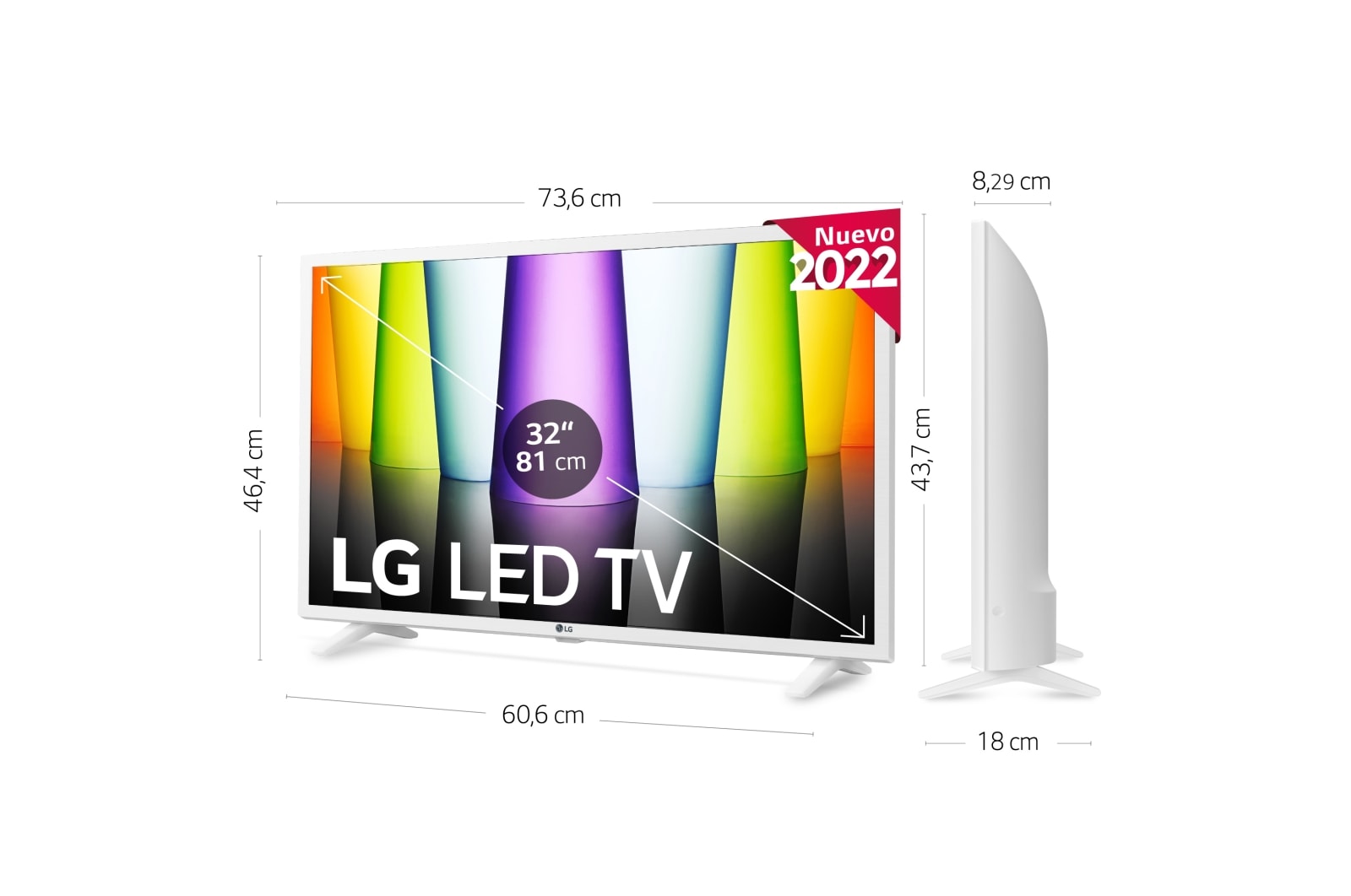 LG Televisor LG Full HD, Procesador de Gran Potencia a5 Gen 5, compatible con formatos HDR 10, HLG, HGiG, Smart TV webOS22, 32LQ63806LC