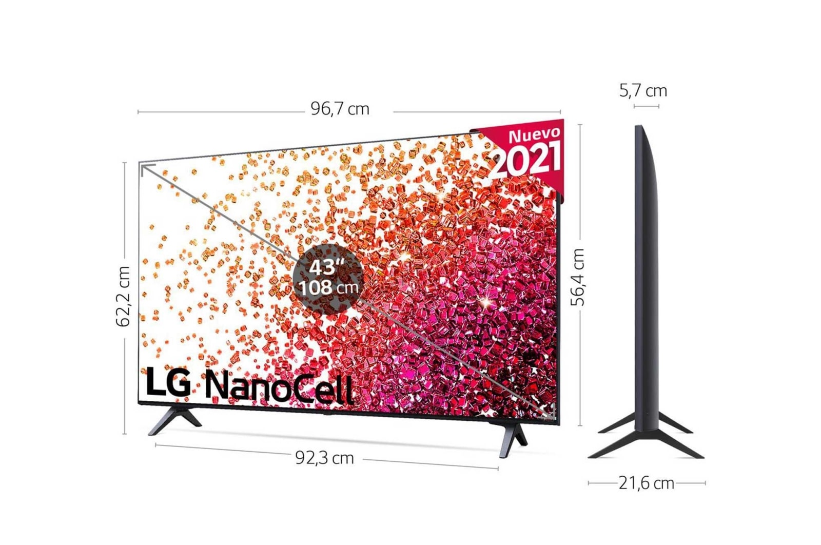 LG 4K NanoCell, SmartTV webOS 6.0, Procesador de Imagen 4k Quad Core [Clase de eficiencia energética G], 43NANO756PA