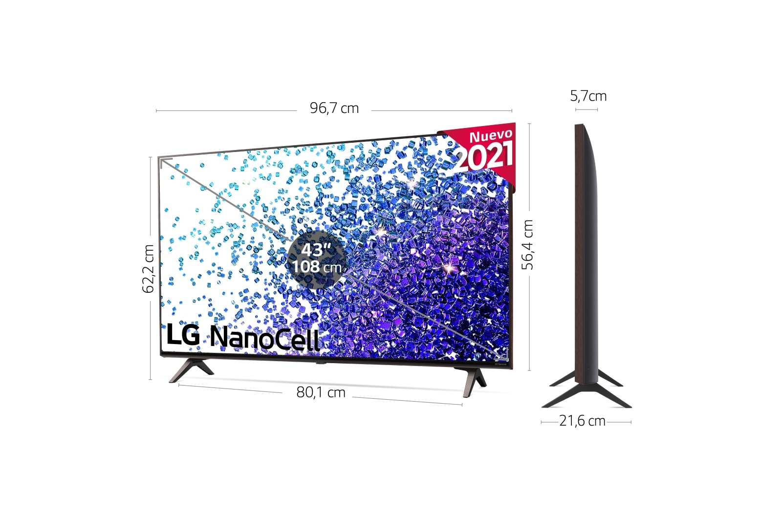 LG 4K NanoCell, SmartTV webOS 6.0, Procesador de Imagen 4k Quad Core [Clase de eficiencia energética G], 43NANO796PB