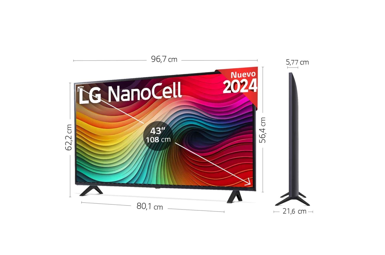 LG 43 pulgadas TV LG NANOCELL 4K serie AI NANO81  con Smart TV WebOS24, 43NANO81T6A