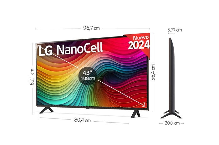 LG 43 pulgadas TV LG NANOCELL 4K serie AI NANO82 con Smart TV WebOS24, 43NANO82T6B