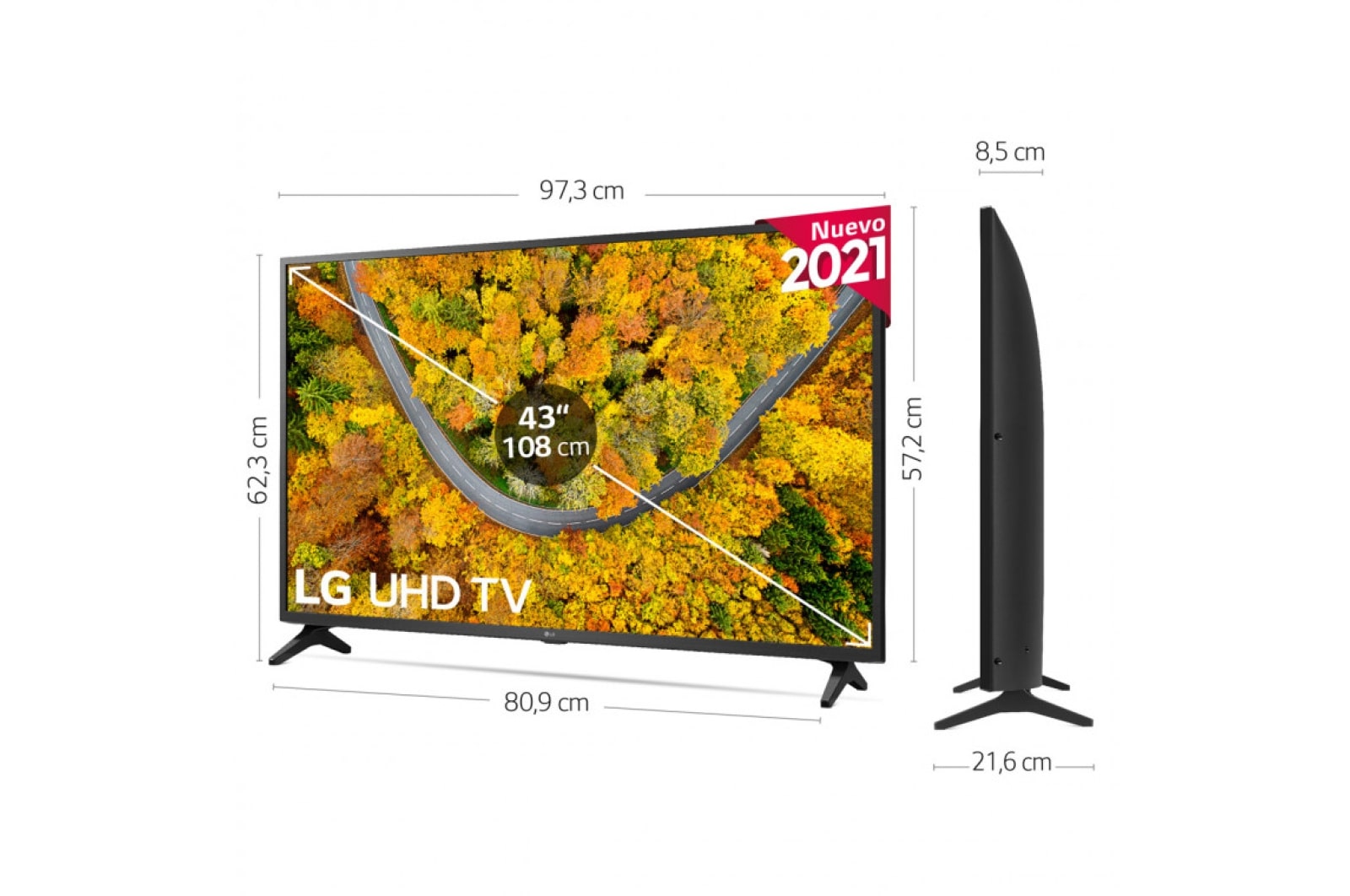 LG TV LG 4K UHD, SmartTV webOS 6.0, Procesador de Imagen 4K Quad Core, Gaming TV, Compatible HDR10 Pro y HLG [Clasificación energética G], 43UP75006LF