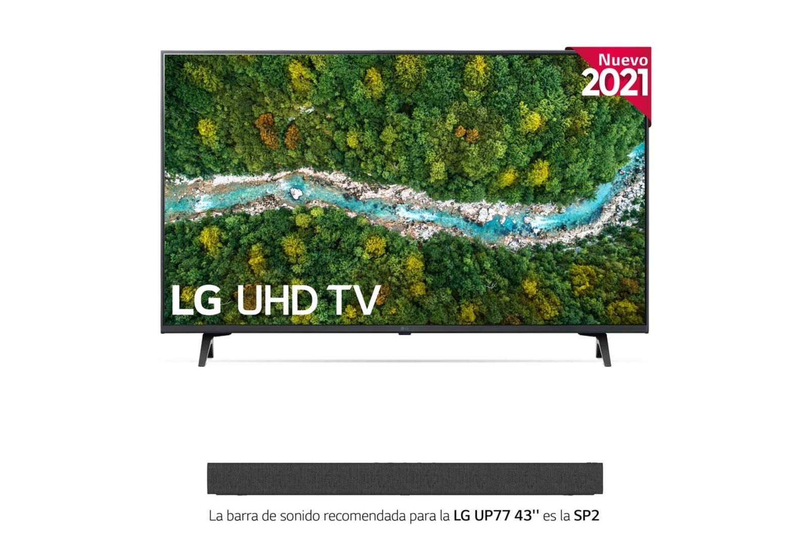 LG 4K UHD, SmartTV webOS 6.0, Procesador de Imagen 4K Quad Core [Clasificación energética G], 43UP77006LB