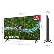 LG 4K UHD, SmartTV webOS 6.0, Procesador de Imagen 4K Quad Core [Clasificación energética G], 43UP77006LB