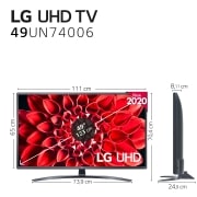 LG 49UN74006LB SMART TV UHD 4K - Smart TV con Inteligencia Artificial, 123cm (49"), Procesador Inteligente Quad Core, HDR 10 Pro, HLG, Sonido Ultra Surround, LED, F, 49UN74006LB