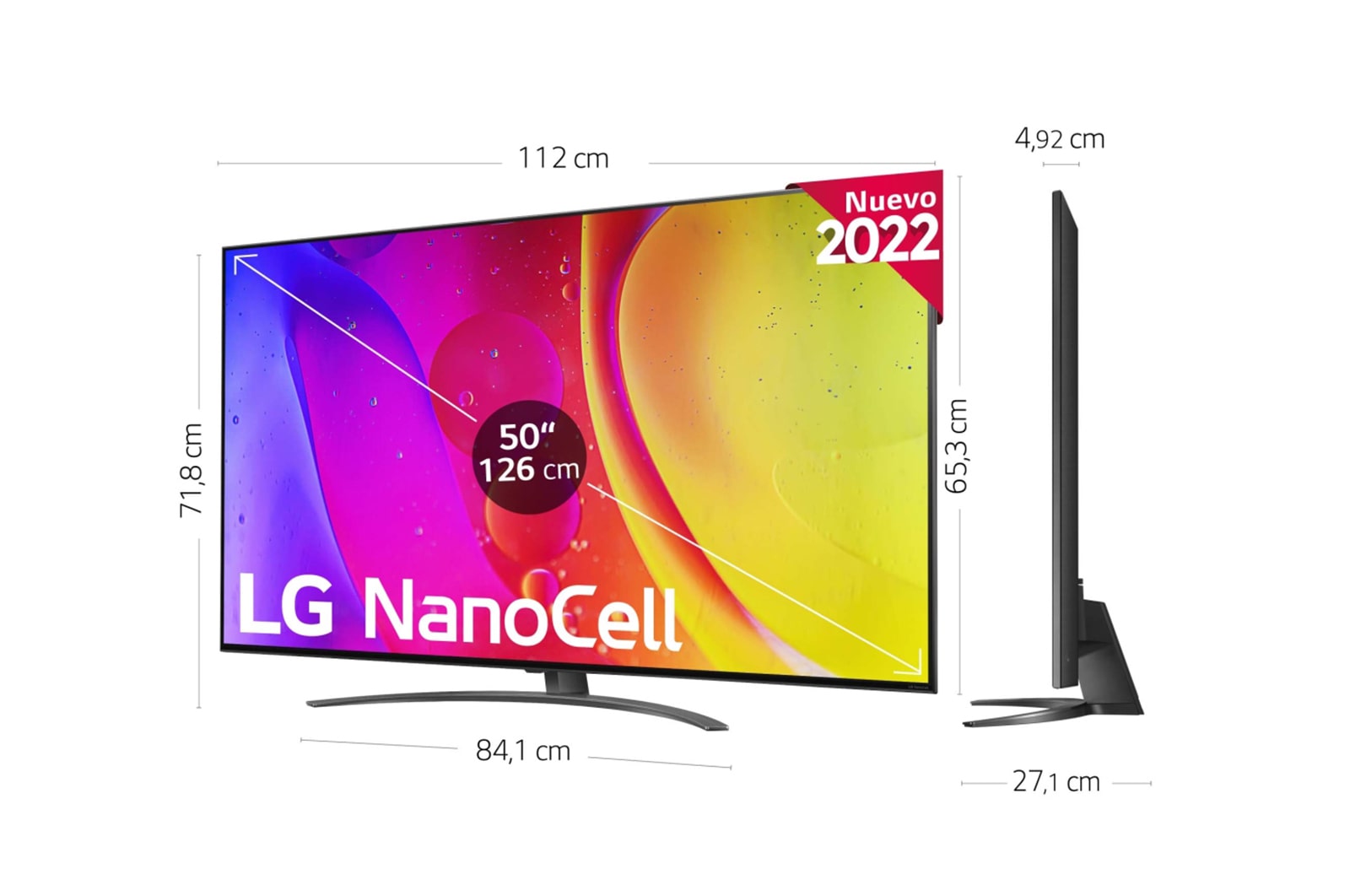 LG Televisor LG 4K Nanocell, Procesador de Gran Potencia 4K a5 Gen 5, compatible con formatos HDR 10, HLG y HGiG, Smart TV webOS22, 50NANO816QA