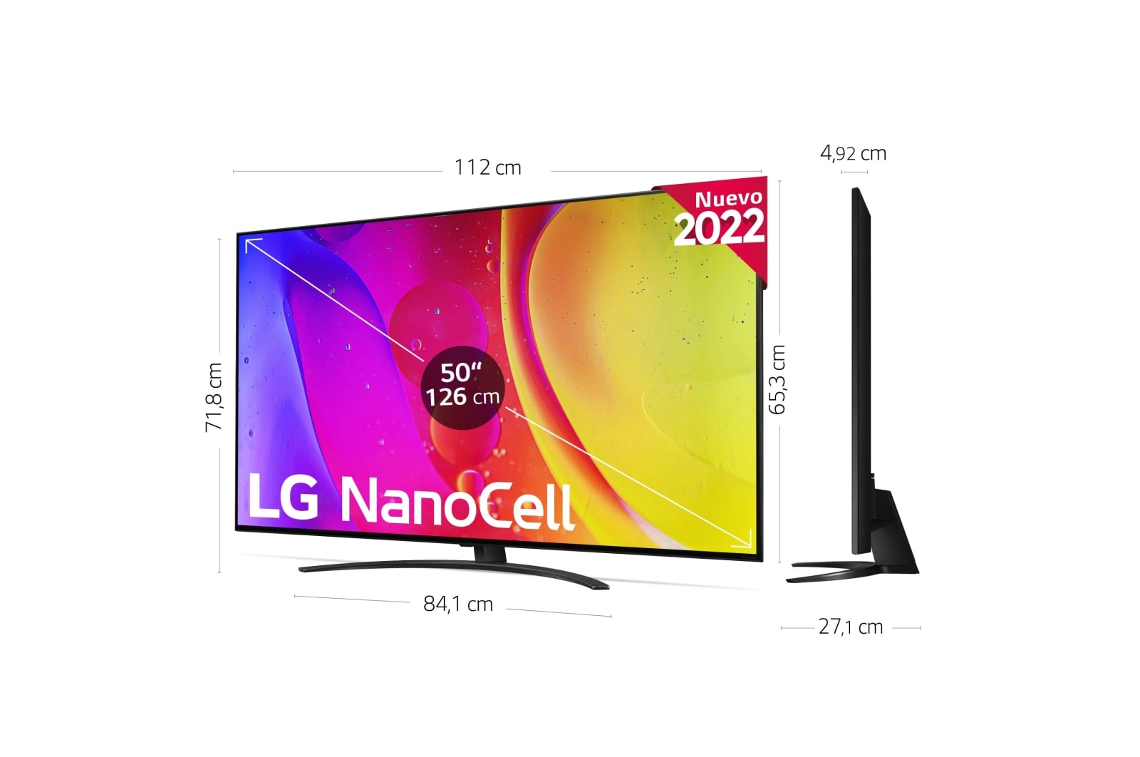 LG Televisor LG 4K Nanocell, Procesador de Gran Potencia 4K a5 Gen 5, compatible con formatos HDR 10, HLG y HGiG, Smart TV webOS22, 50NANO826QB