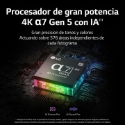 LG TV LG 4KProcesador Inteligente α5 Gen5 AI Processor 4K, compatible con formatos HDR 10, HLG y HGiG, Smart TV webOS22, perfecto para Gaming, 65QNED7S6QA