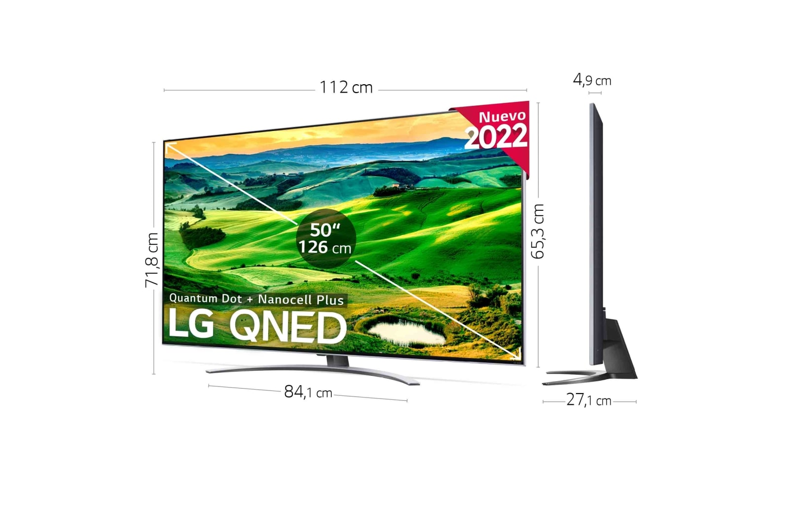 LG Televisor LG 4K QNED, Procesador Inteligente de Gran Potencia 4K a7 Gen 5 con IA, compatible con formatos HDR 10, HLG, HGiG, Smart TV webOS22, perfecto para Gaming, 50QNED816QA