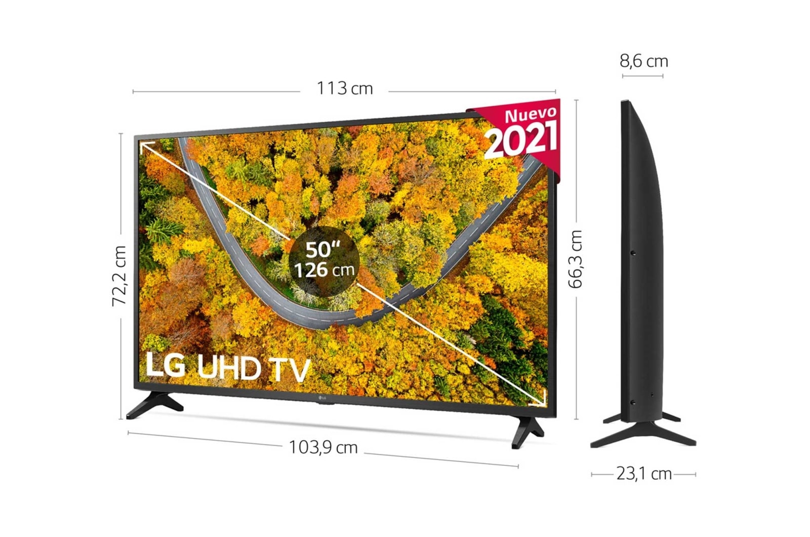 LG TV LG 4K UHD, SmartTV webOS 6.0, Procesador de Imagen 4K Quad Core, Gaming TV, Compatible HDR10 Pro y HLG [Clasificación energética G], 50UP75006LF