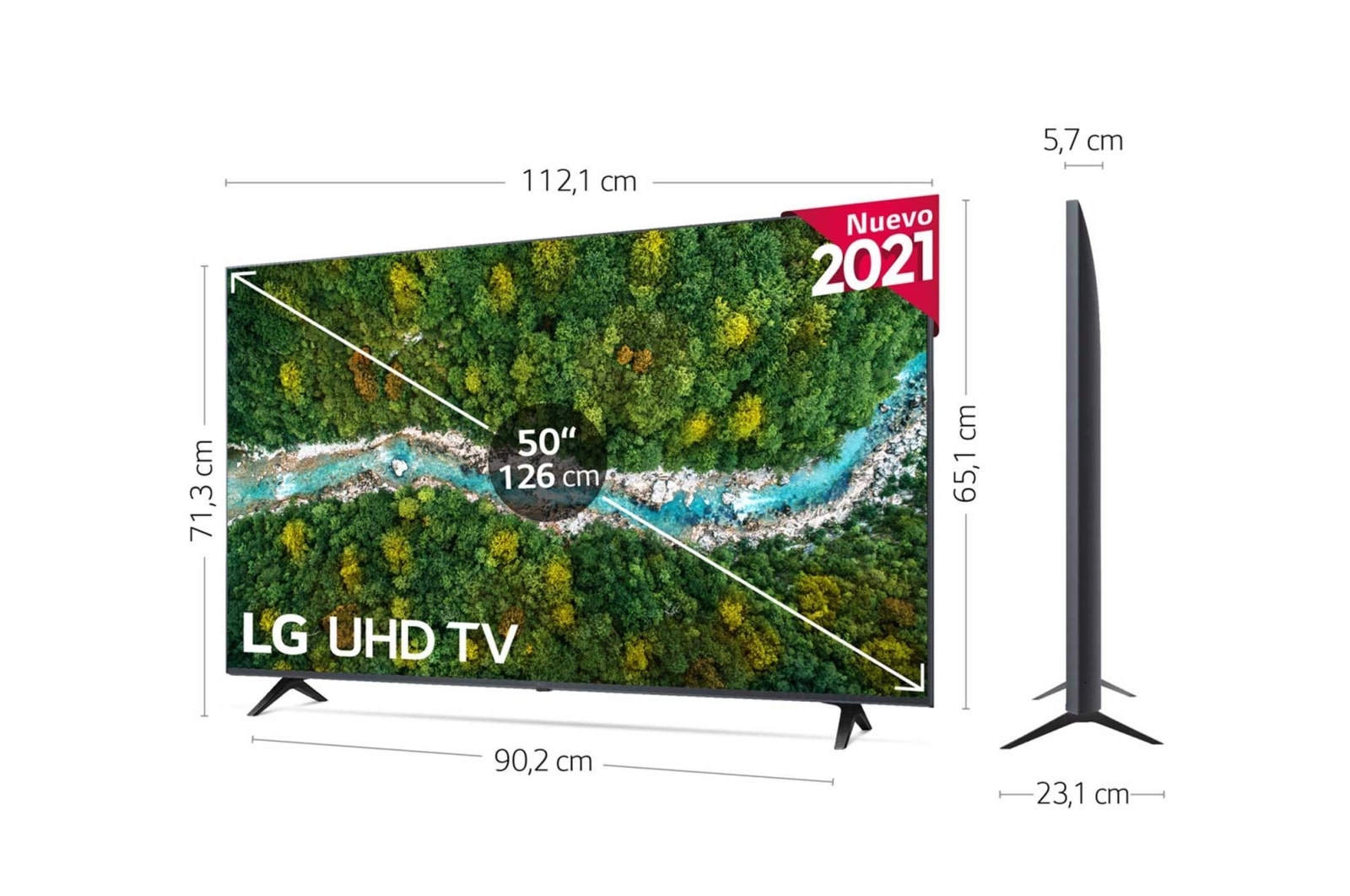 LG 4K UHD, SmartTV webOS 6.0, Procesador de Imagen 4K Quad Core [Clasificación energética G], 50UP77006LB