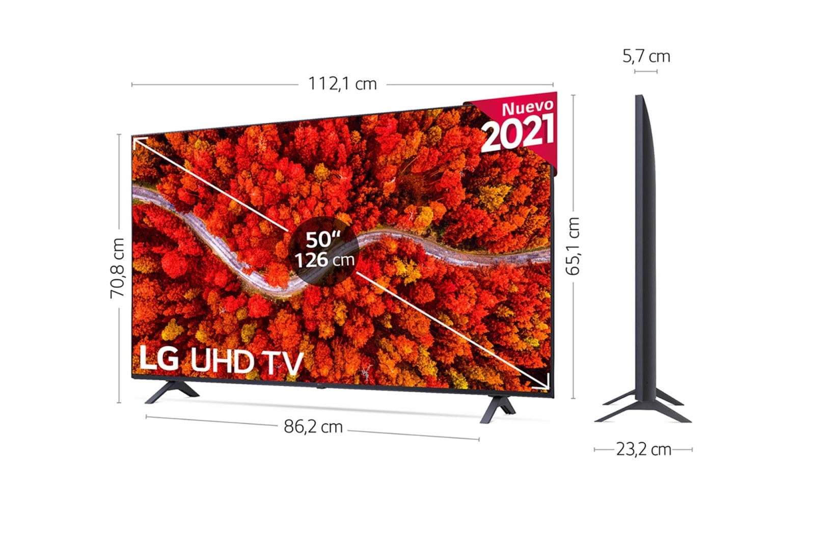 LG 4K UHD, SmartTV webOS 6.0, Procesador de Imagen 4K Quad Core [Clasificación energética G], 50UP80006LA