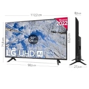 LG Televisor LG 4K UHD, Procesador de Gran Potencia 4K a5 Gen 5, compatible con formatos HDR 10, HLG y HGiG, Smart TV webOS22., 50UQ70006LB