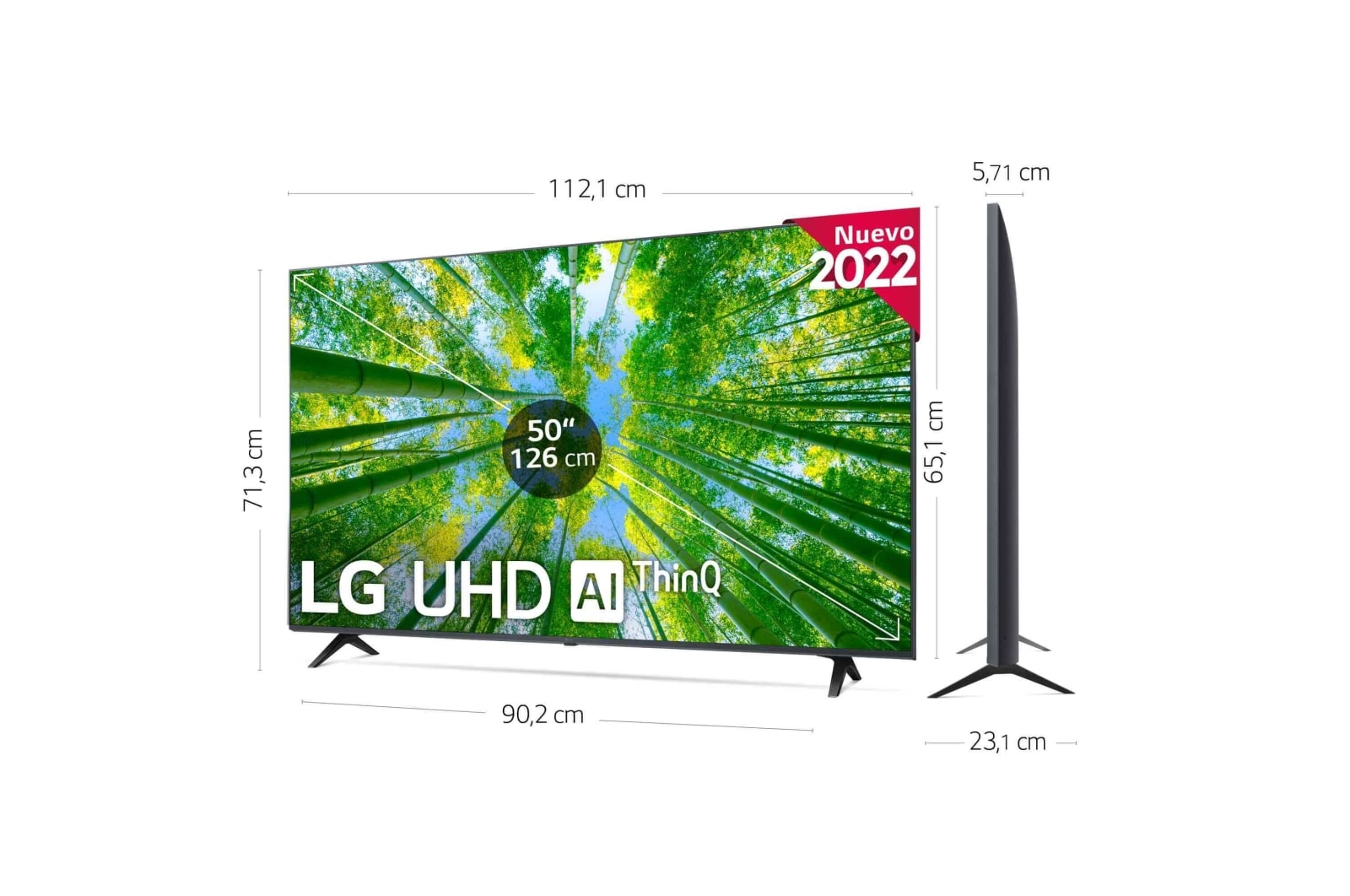 LG Televisor LG 4K UHD, Procesador de Gran Potencia 4K a5 Gen 5, compatible con formatos HDR 10, HLG y HGiG, Smart TV webOS22., 50UQ80006LB