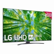 Vista frontal de Televisor LG 4K UHD, Procesador de Gran Potencia 4K α5 Gen 5, compatible con formatos HDR 10, HLG y HGiG, Smart TV webOS22. 50UQ81006LB
