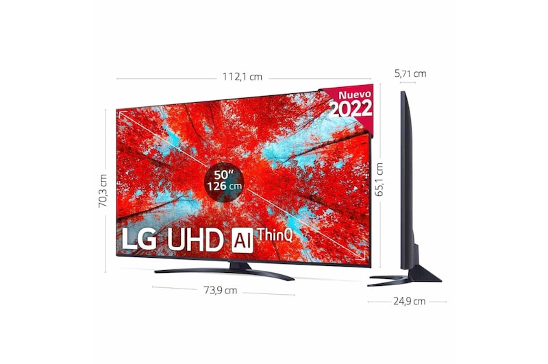 LG Televisor LG 4K UHD, Procesador de Gran Potencia 4K a5 Gen 5, compatible con formatos HDR 10, HLG y HGiG, Smart TV webOS22., 50UQ91006LA