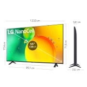 LG Televisor LG 4K Nanocell, Procesador de Gran Potencia 4K a5 Gen 5, compatible con formatos HDR 10, HLG y HGiG, Smart TV webOS22, 55NANO756QC