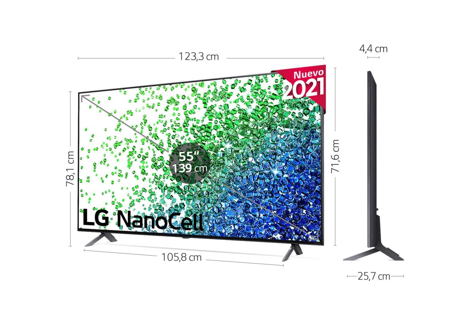 LG 4K NanoCell, SmartTV webOS 6.0, Procesador Inteligente 4K α7 Gen4 con AI, HDR Dolby Vision, DOLBY ATMOS [Clase de eficiencia energética G], 55NANO896PC