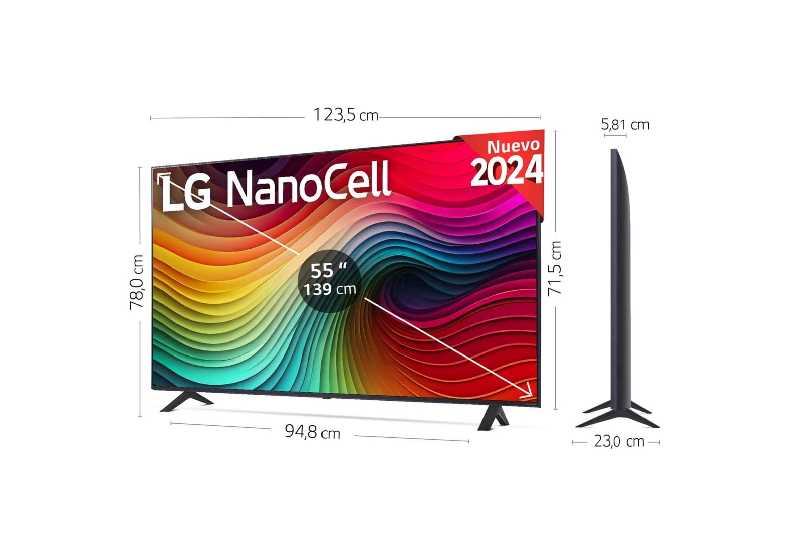 LG 55 pulgadas TV LG NANOCELL 4K serie AI NANO81  con Smart TV WebOS24, 55NANO81T6A