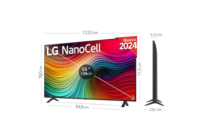 LG 55 pulgadas TV LG NANOCELL 4K serie AI NANO82 con Smart TV WebOS24, 55NANO82T6B