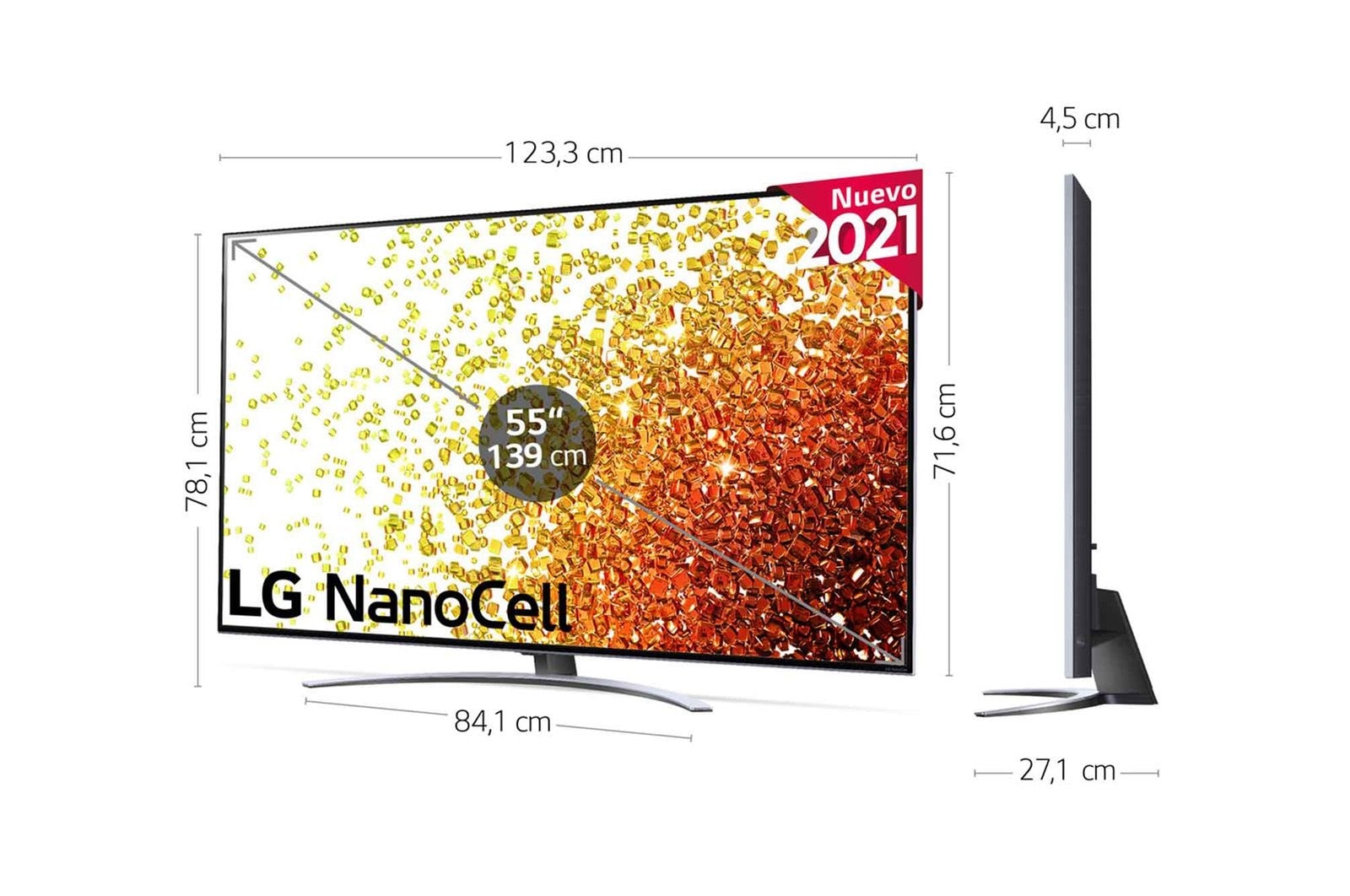 LG 4K NanoCell, SmartTV webOS 6.0, Procesador Inteligente 4K α7 Gen4 con AI, HDR Dolby Vision, DOLBY ATMOS [Clase de eficiencia energética G], 55NANO916PA