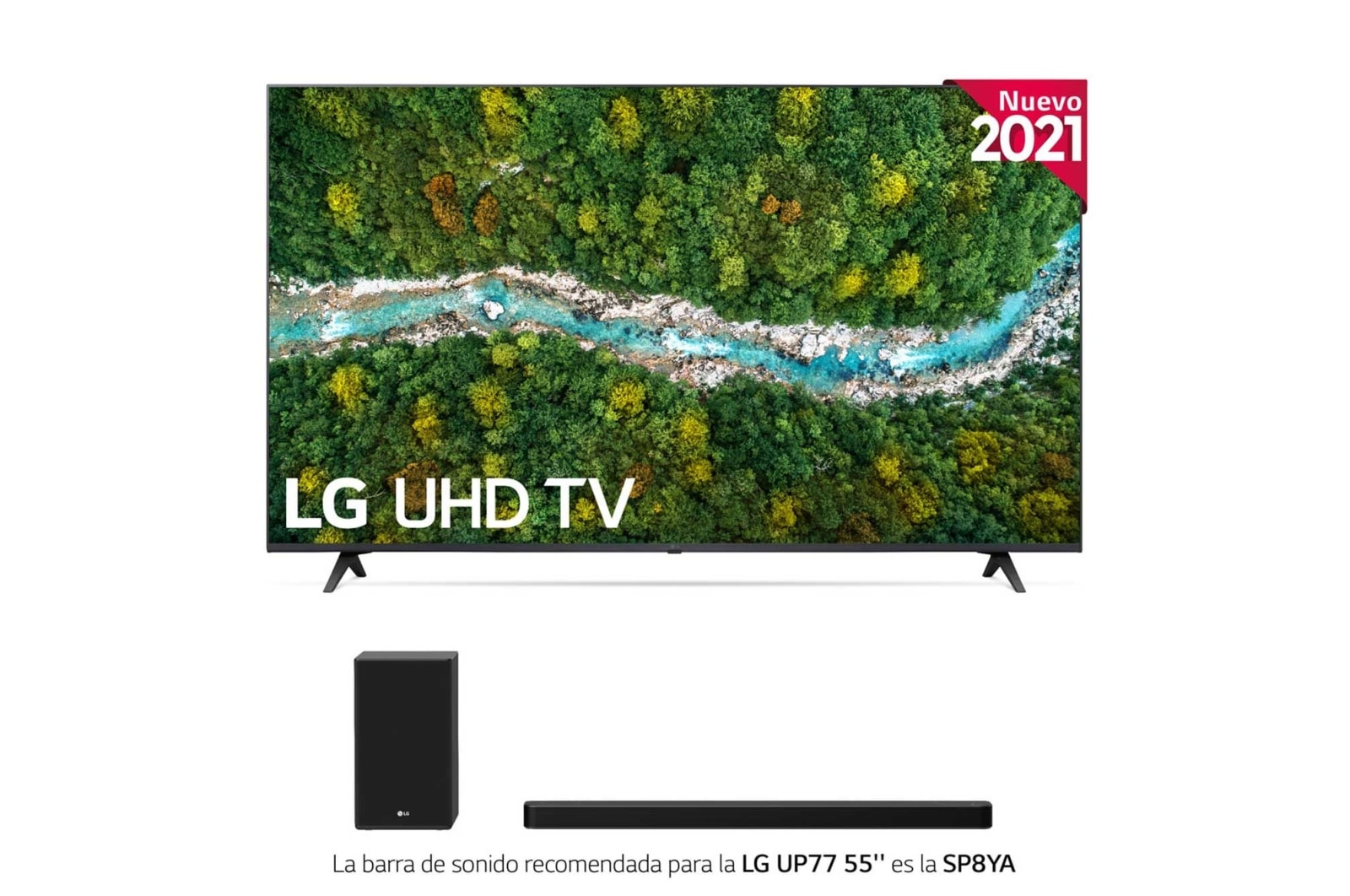 LG 4K UHD, SmartTV webOS 6.0, Procesador de Imagen 4K Quad Core [Clasificación energética G], 55UP77006LB