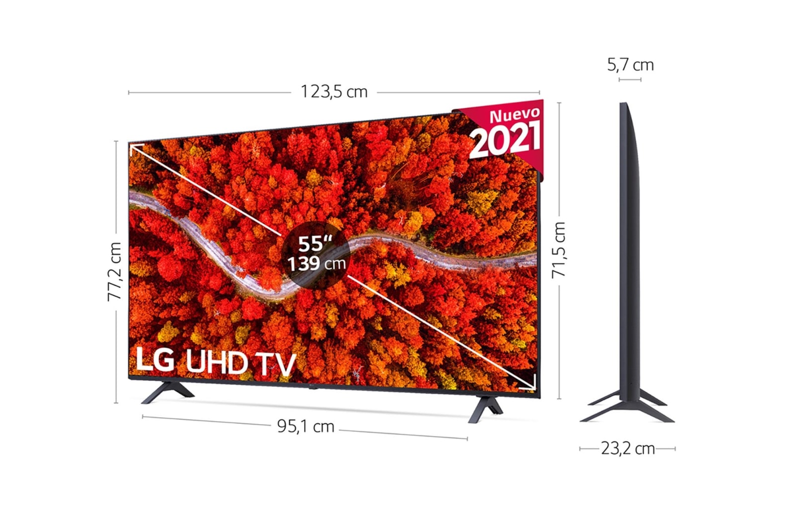 LG 4K UHD, SmartTV webOS 6.0, Procesador de Imagen 4K Quad Core [Clasificación energética G], 55UP80006LA