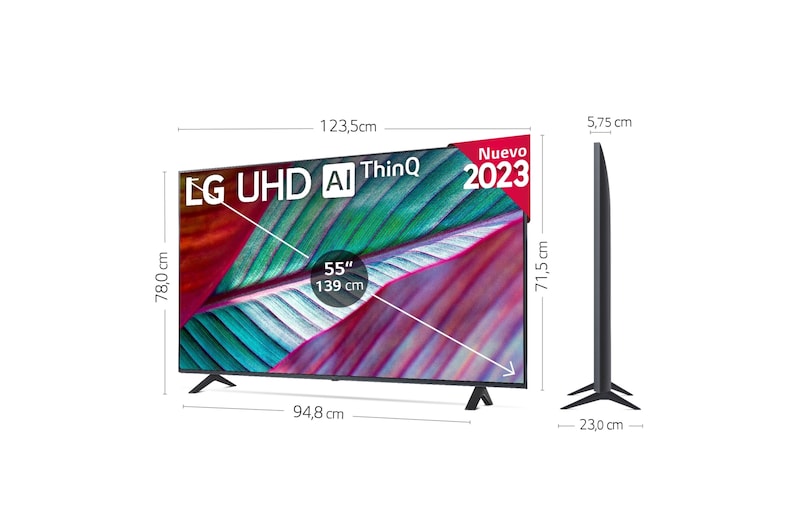 LG Outlet TV LG UHD 4K de 55'' Serie 78, Procesador Alta Potencia, HDR10 / Dolby Digital Plus, Smart TV webOS23., 55UR78006LK.OUTLET