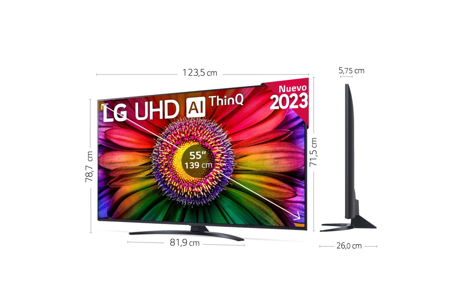 LG TV LG  UHD 4K de 55'' Serie 81, Procesador Alta Potencia, HDR10 / Dolby Digital Plus, Smart TV webOS23, , 55UR81006LJ