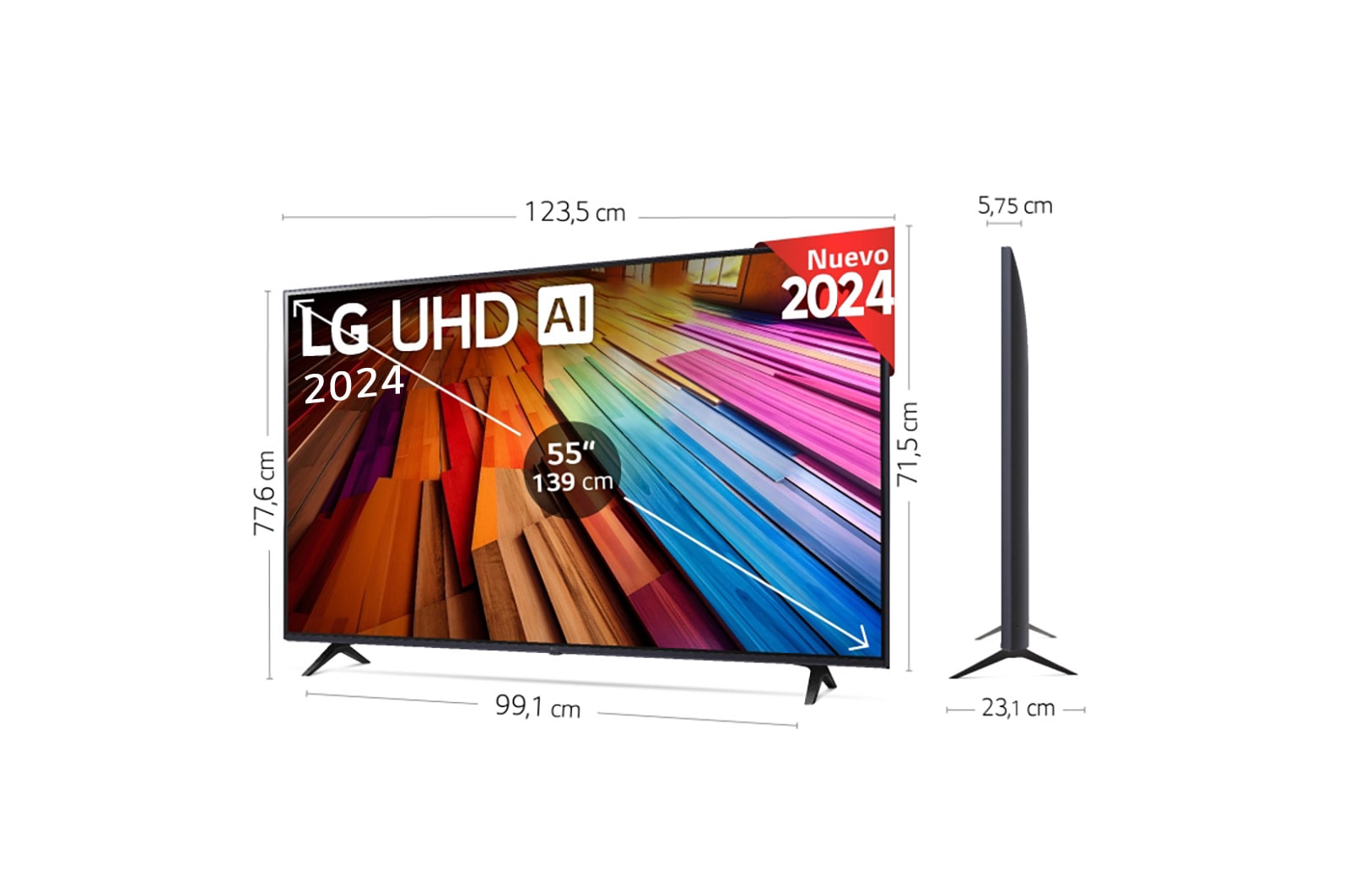 LG 55 pulgadas TV LG UHD AI 4K serie UT80 con Smart TV WebOS24, 55UT80006LA